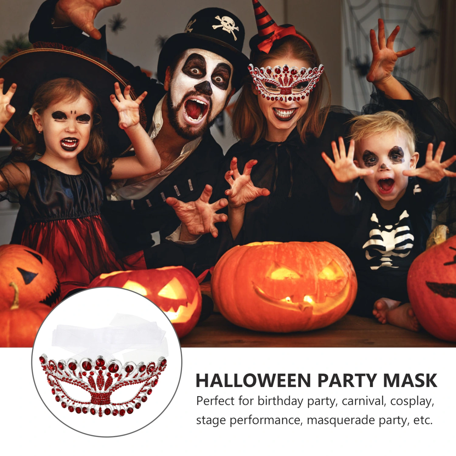 Rhinestone Half Face Mask Halloween Masquerade Mask Dancing Party Accessories