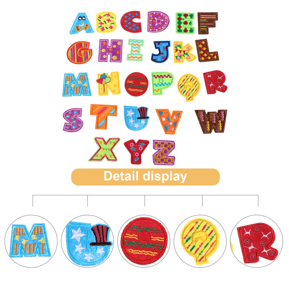 26pcs Colorful Letters Cloth Stickers Iron on Embroidered Patches for Sewing