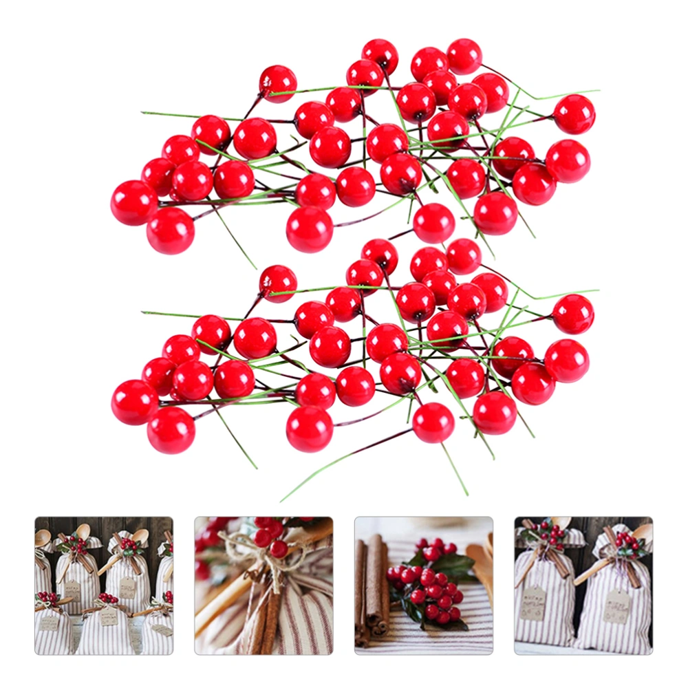 150pcs Red Fruit Berry Holly Artificial Flower Pick Christmas DIY Home Decor