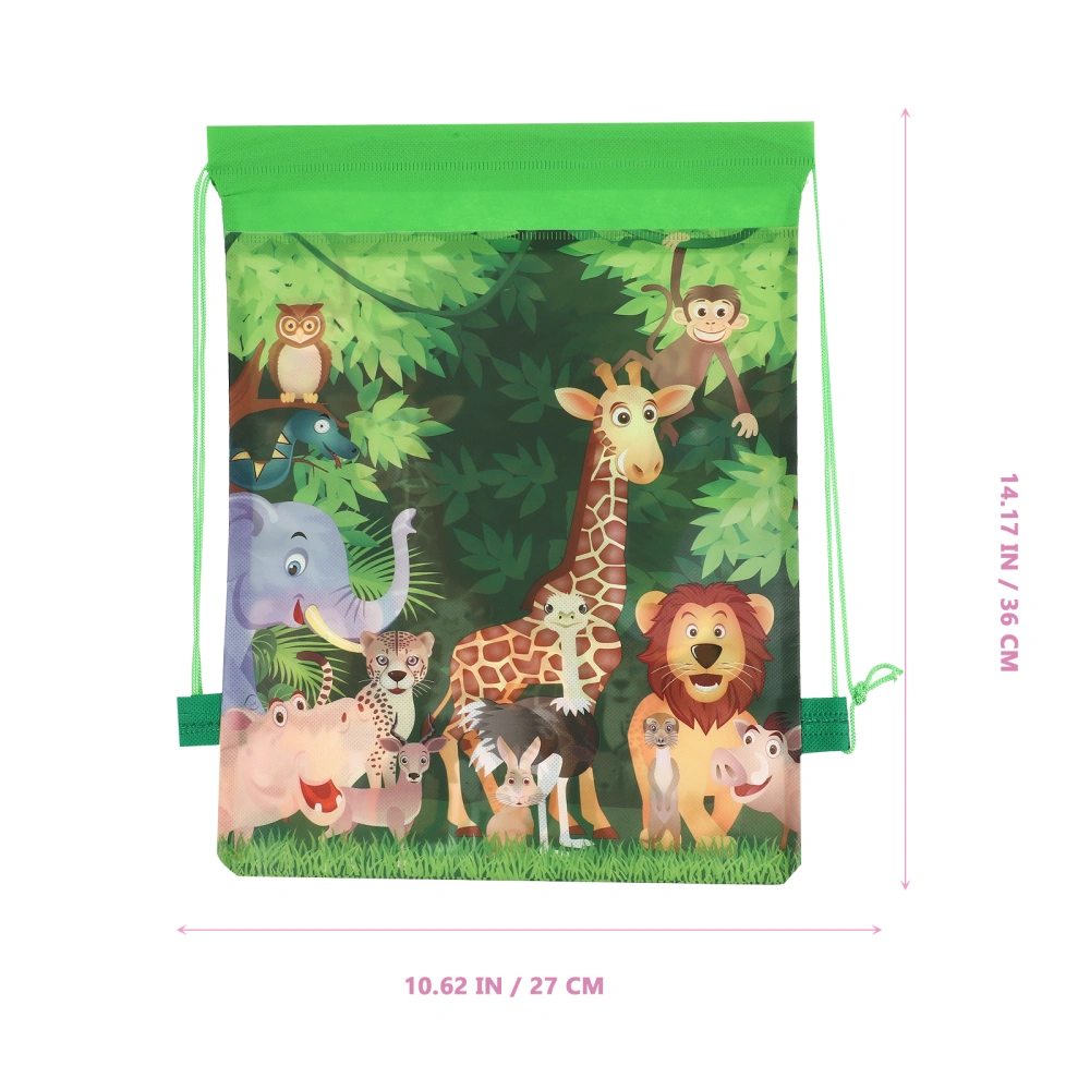 12 Pcs Forest Animals Pattern Storage Bags Children Drawstring Backpack