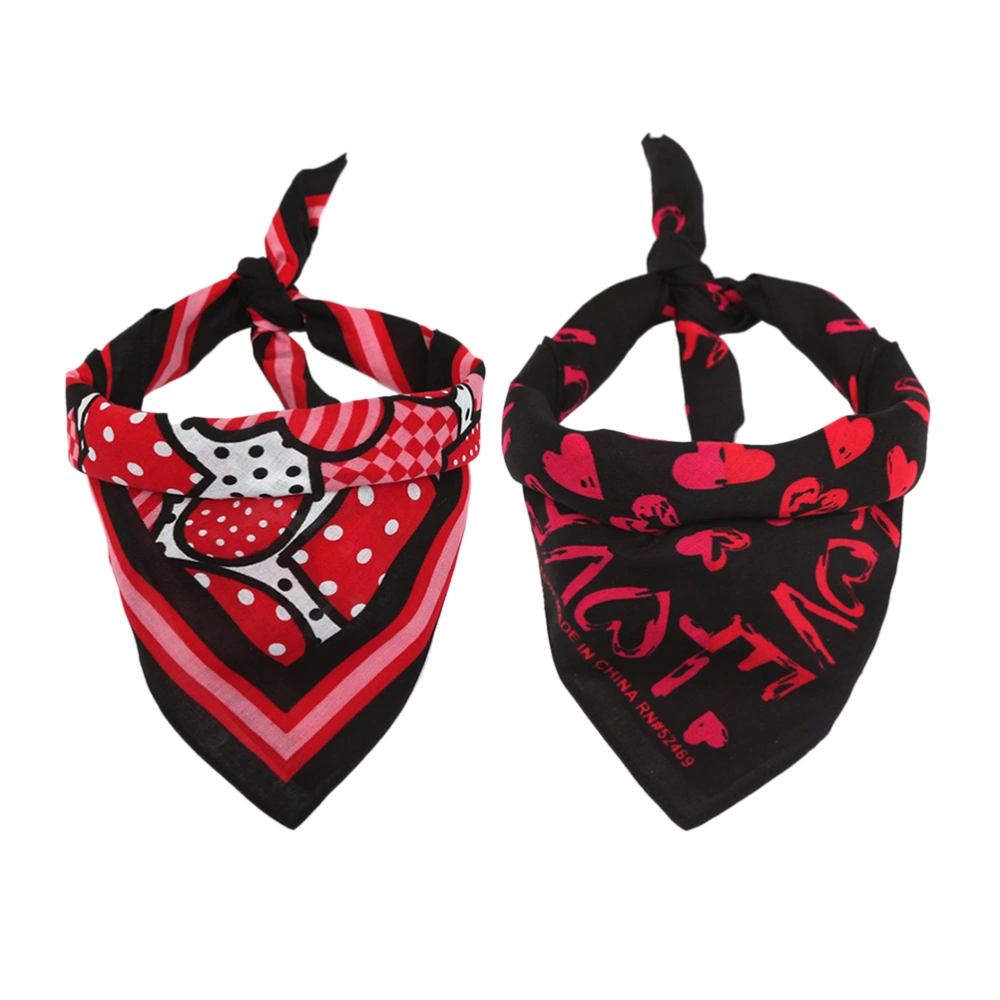 2pcs Valentine's Day Collar Bib Dog Heart Pattern Saliva Collar Pet Triangular Collar (1pcs Wave Point Heart Style, 1pcs Heart Black Style)