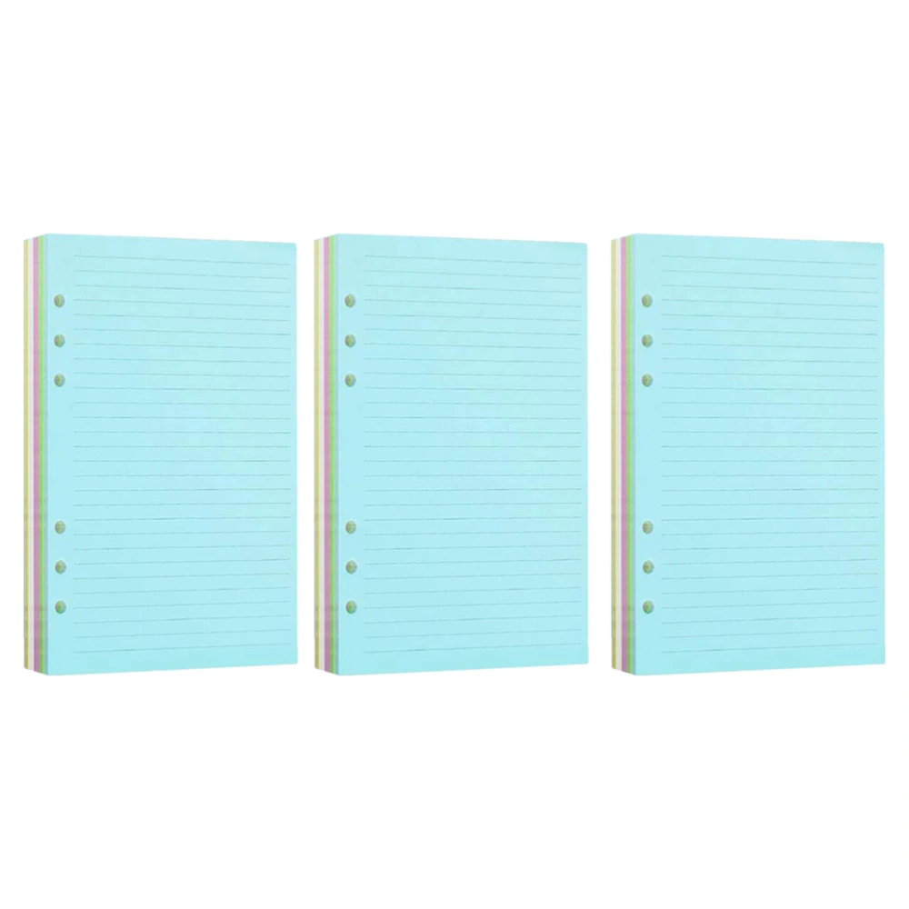 1 Set 3pcs Six-hole Loose Leaf Paper A5 Notebook Replacement Paper (Colorful)