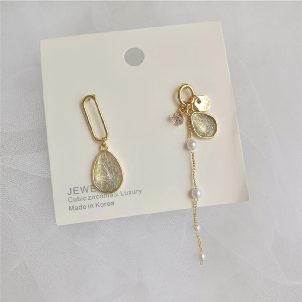 Fashion Asymmetrical Earrings Pearl Crystal Eardrop Decorative Ear Jewelry for Women Girls