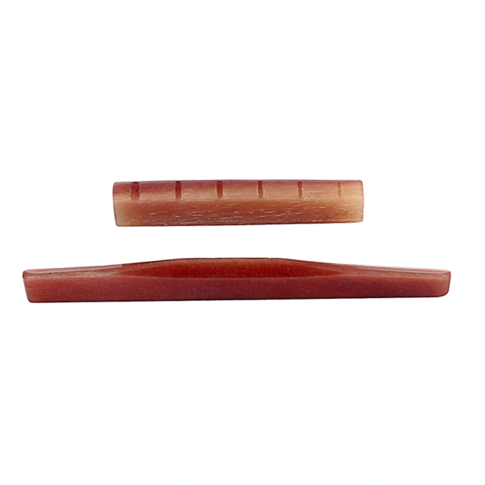 2pcs Camel Bone Guitar Bridge Saddle and Nut for Folk Classical Electric Acoustic Guitar GL903 (Dark Red)