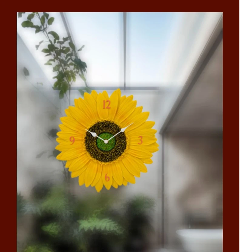 Sunflower Wall Clock Silent Wall Clock Round Wall Clock Outdoor Wall Clock Decor