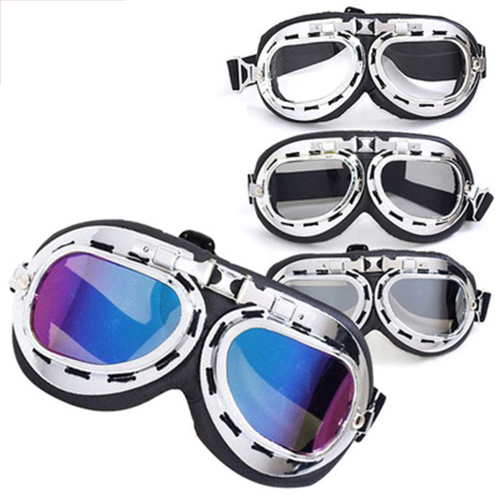 Military WWII RAF Pilot Style Motorcycle Biker Moto Bike Biker Motocross ATV Scooter Cruisers Chopper Helmet Sun UV Goggles (Colorful)