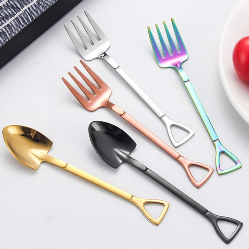 4 Pcs Stainless Steel Scoop Ice Cream Spoon Exquisite Dessert Spoon Fruit Forks