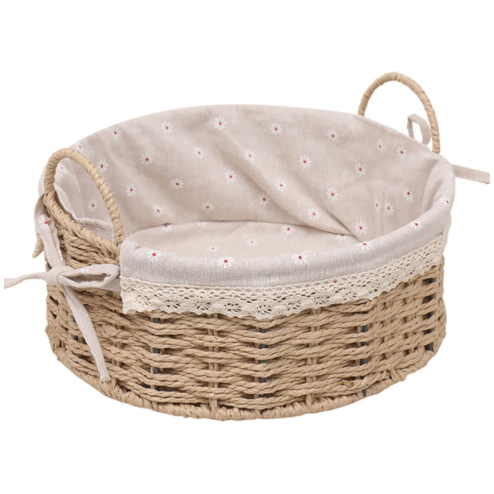 1pc Iron Bedside Hanging Basket Woven Storage Basket Sundry Snacks Storage Box