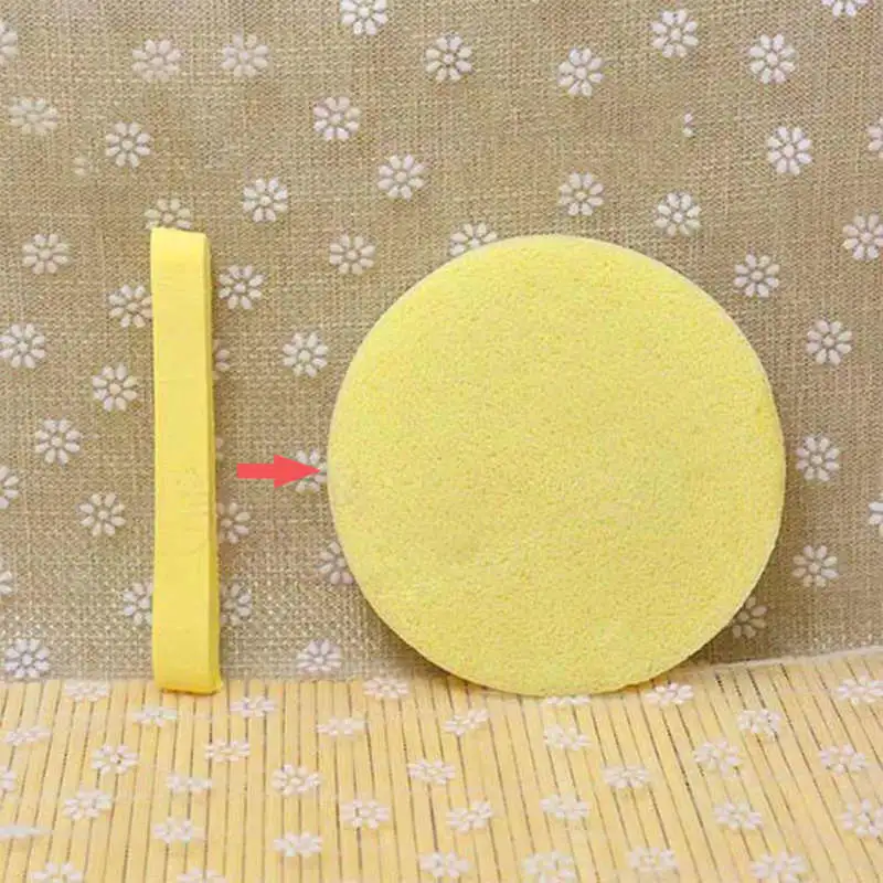 12Pcs Compressed Facial Cleaning Wash Puff Sponge Stick Face Cleansing Pad (Yellow)