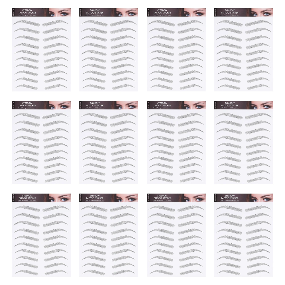 12 Sheets Eyebrow Tattoos Stickers Eyebrow Transfers Stickers Shaping Sticker