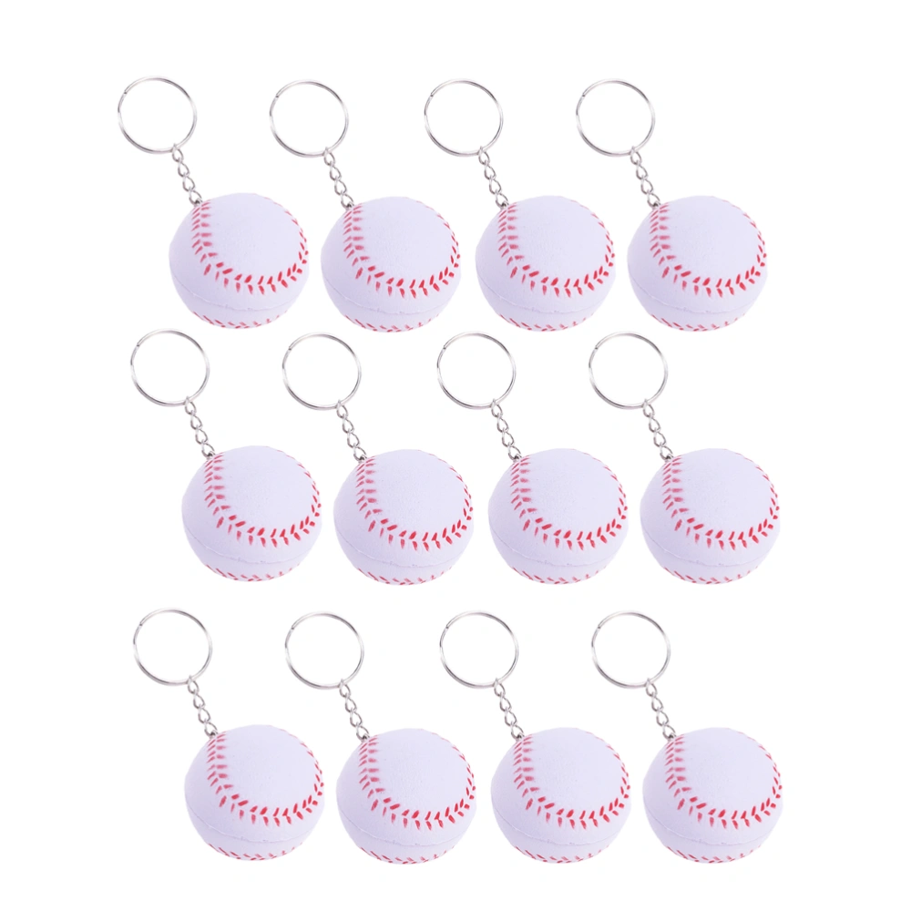 12PCS Baseball Shape Key Ring Sports Foaming Softball Keychain Charm Decorative Baseball Bag Pendant