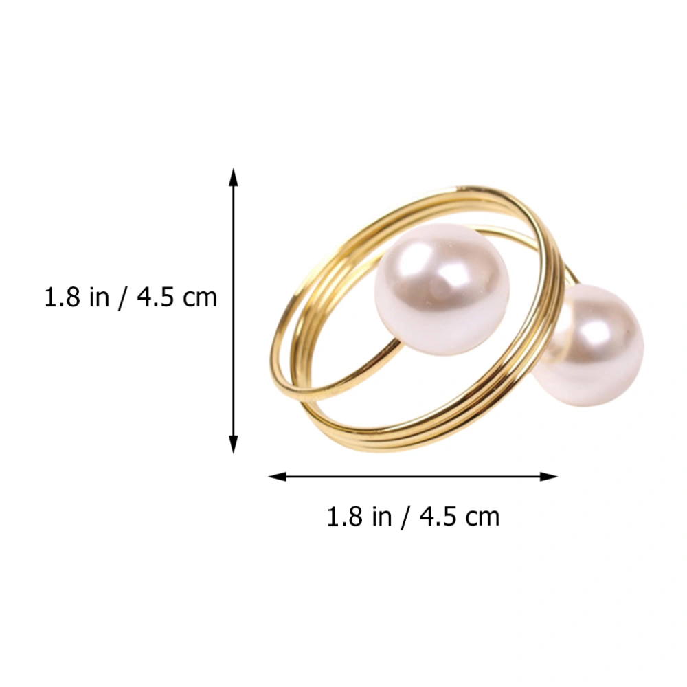 6pcs Restaurant Hotel Table Decorated Pearl Napkin Ring Christmas Napkin Clasps