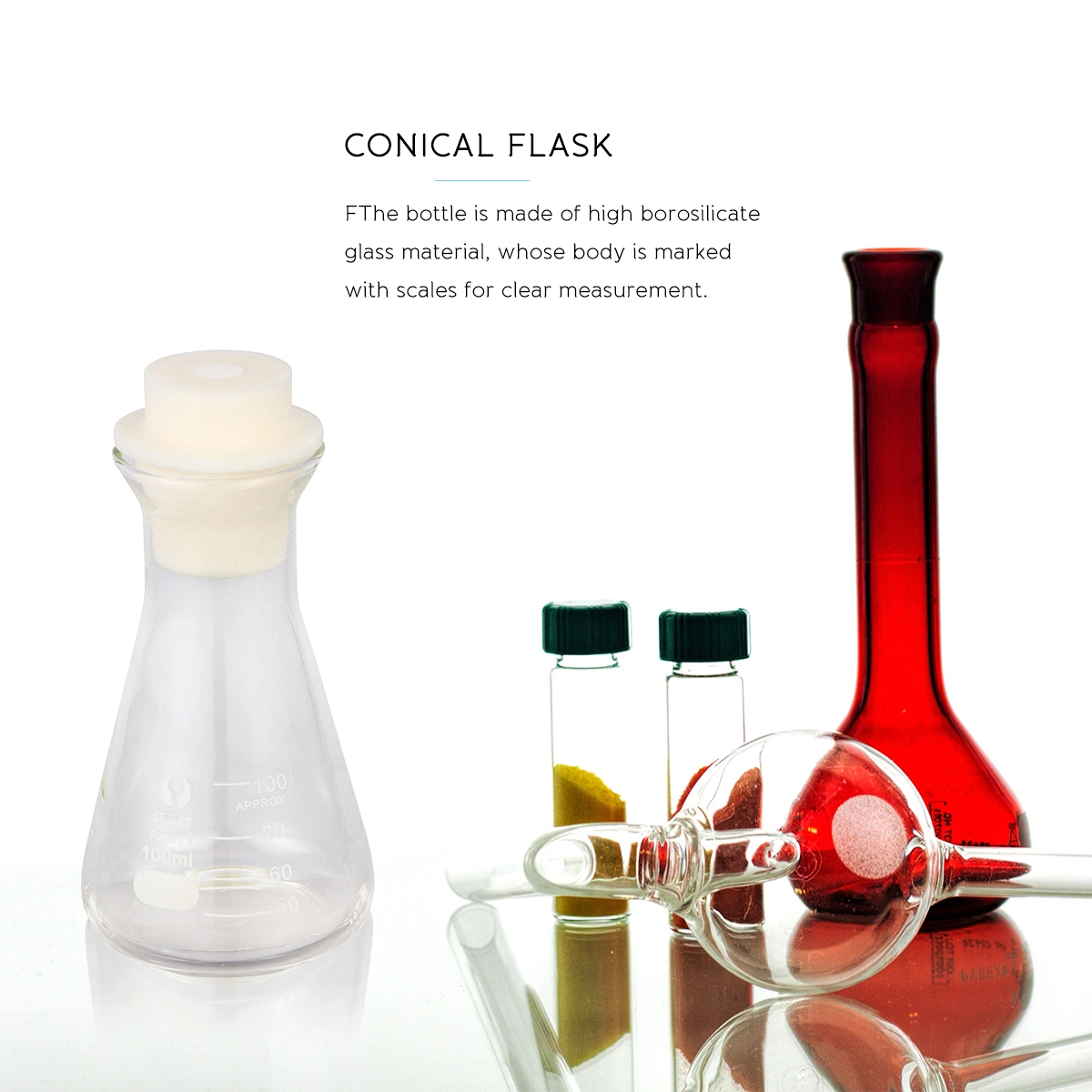 1PC Glass Flask Conical Flask with Cork for Laboratory Students Experiment Chemistry (Wide Mouth, 100ml)