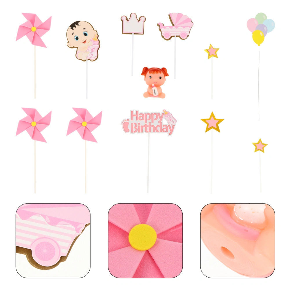 2 Sets Baby First Birthday Cake Decorative Toppers Cake Picks Cake Ornaments