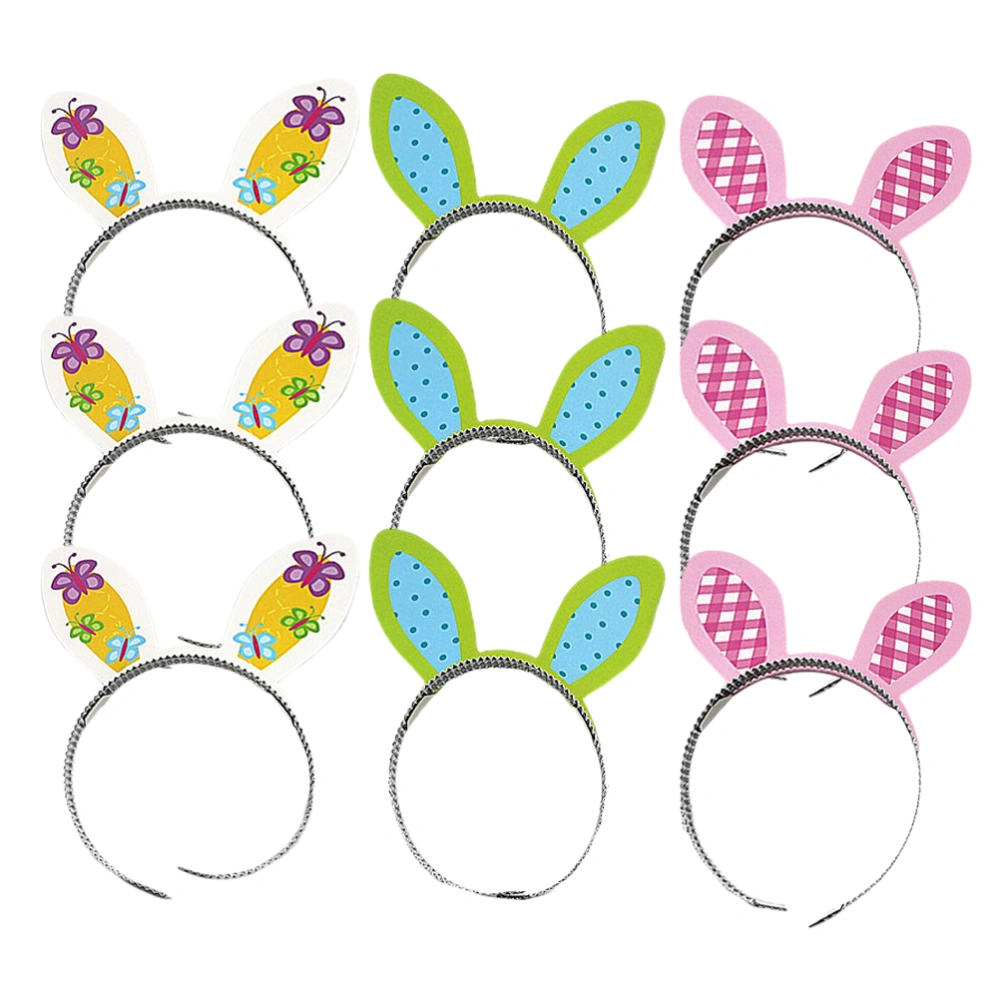 9pcs Easter Rabbit Ear Hair Hoops Chic Headband Lovely Headdress Hair Accessories Party Favors Supplies for Festival