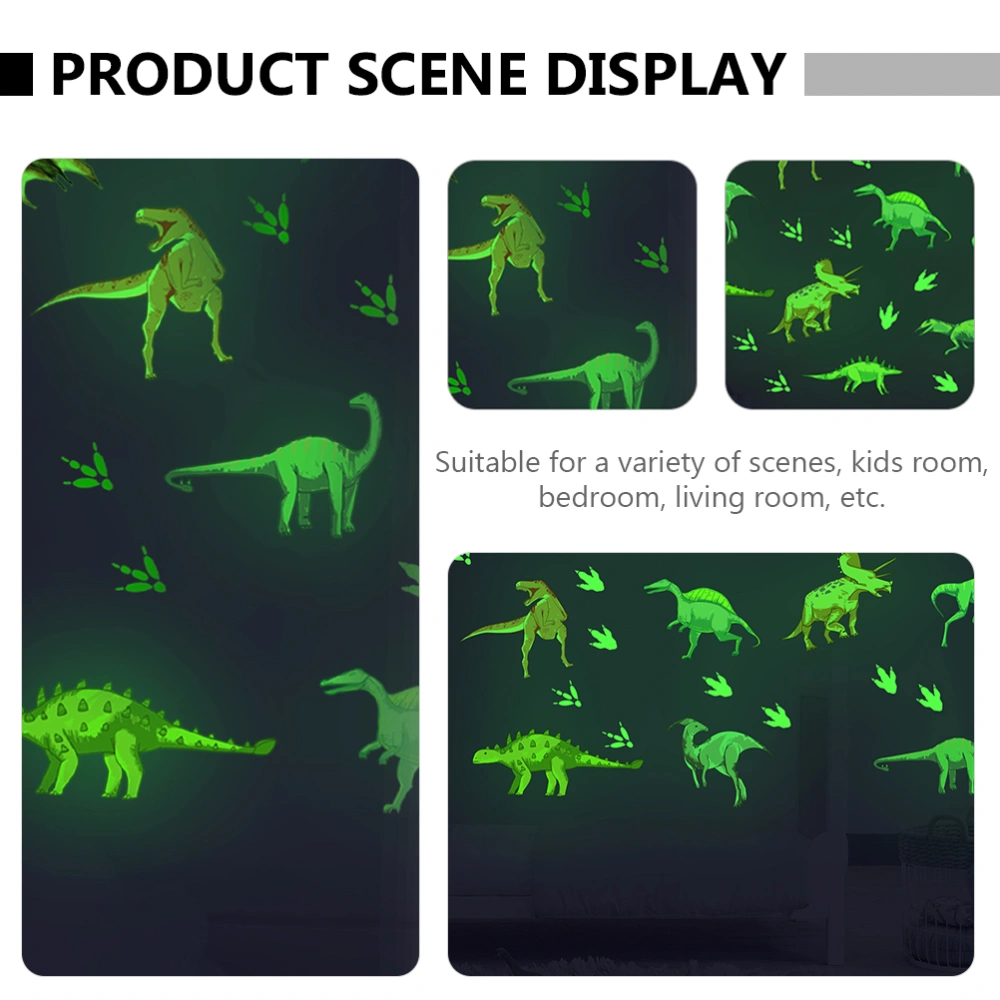 2 Sheets Luminous Cartoon Dinosaur Wall Stickers Children Room Bedroom Sticker