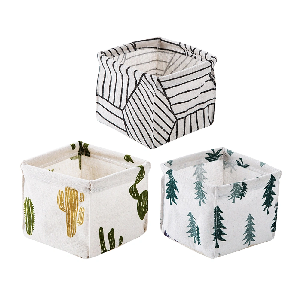 Cotton and Linen Storage Box Multifunctional Stationery Holder Space-saving Desktop Organizer for Home Office (Cedar)