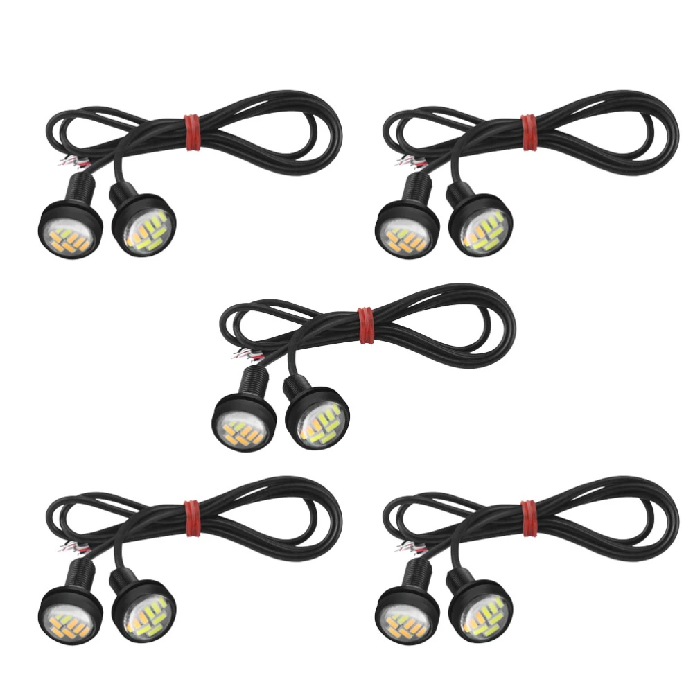 5pcs Eagle Eye Lamp Reversing Light Waterproof Lamp LED Light for Car Auto (Black)