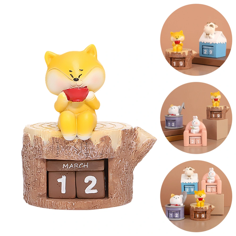 Cartoon Calendar Desktop Ornament Creative Resin Calendar Table Decoration