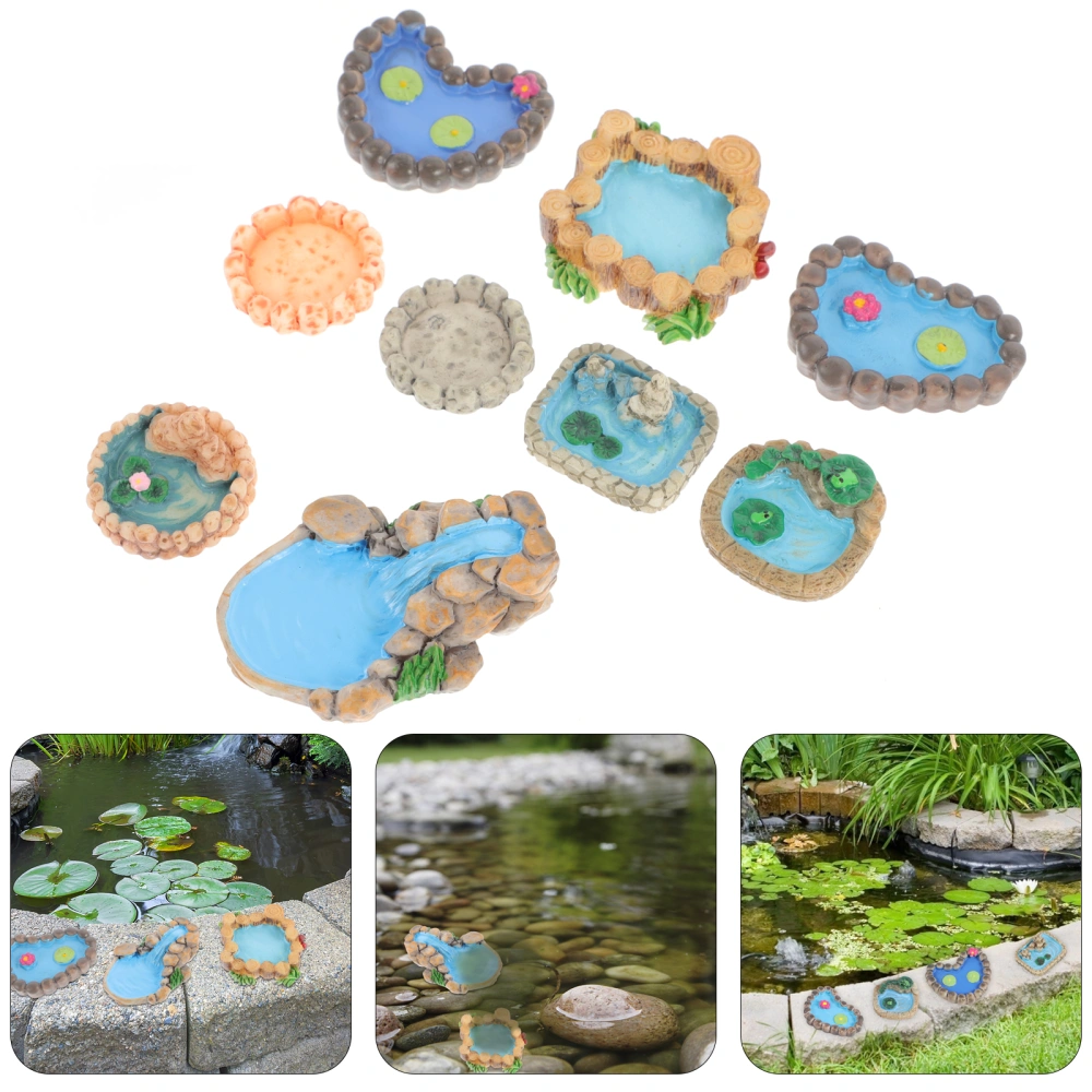 9pcs Miniature Landscape Adornments Mini Pond Ornaments (Random Style)