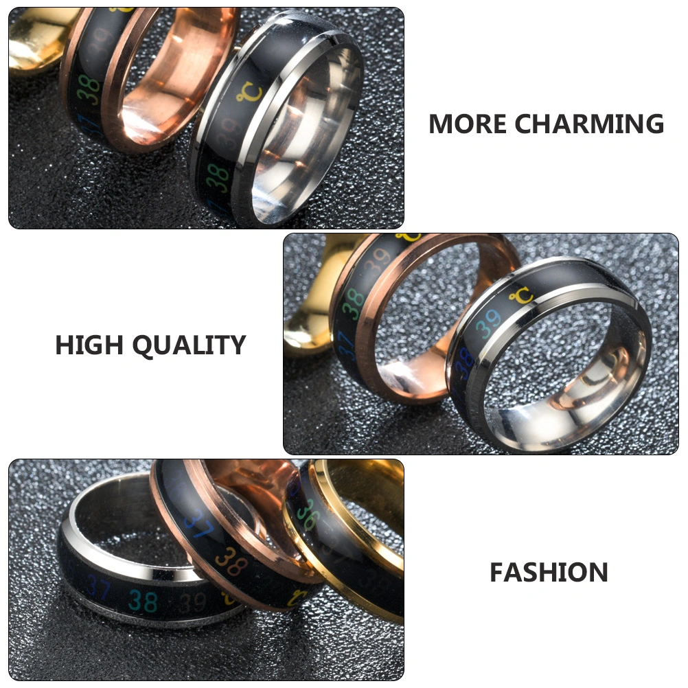 1Pc Fashion Ring Jewelry Intelligent Temperature Display Couple Ring (No.13)