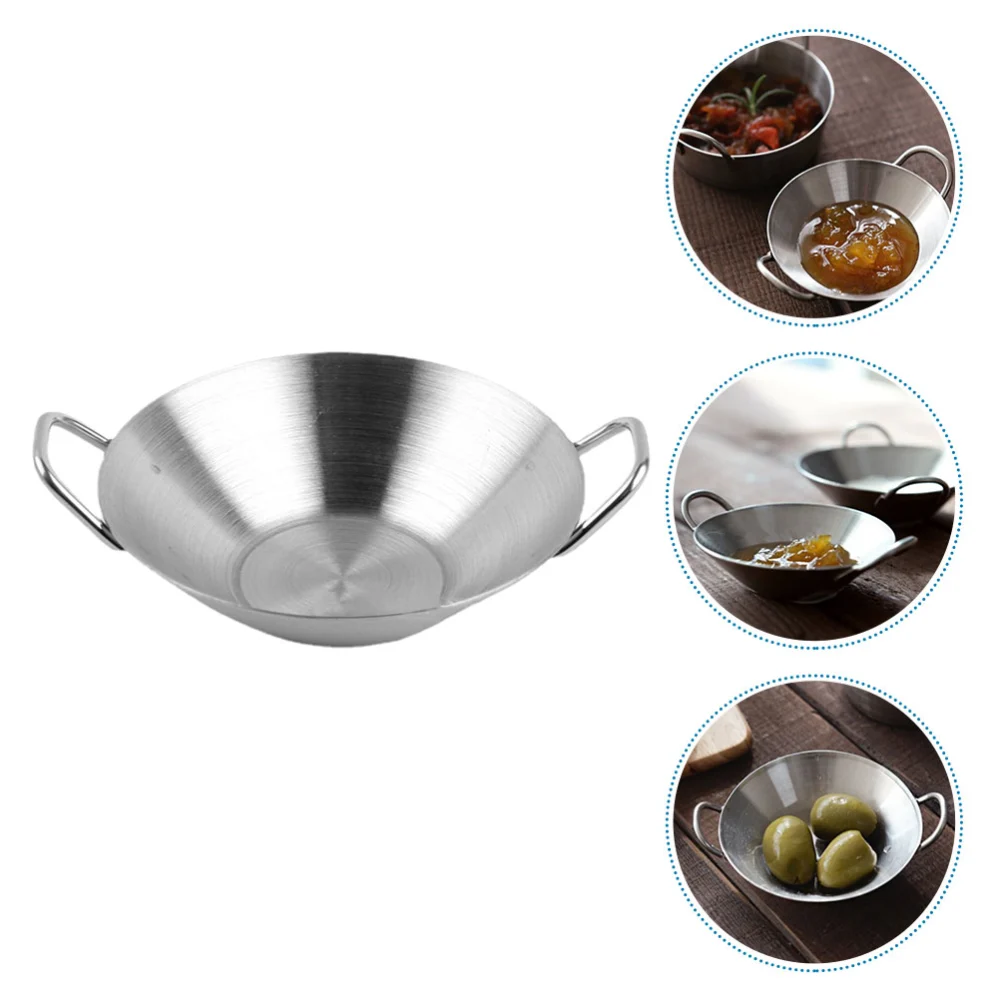 Stainless Steel Sauce Dipping Plate Double Side Handle Seasoning Tray Kimchi Dish