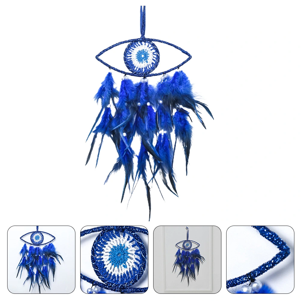 Novel Evil Eye Hanging Adornment Delicate Plume Adorn Chic Dreamcatcher