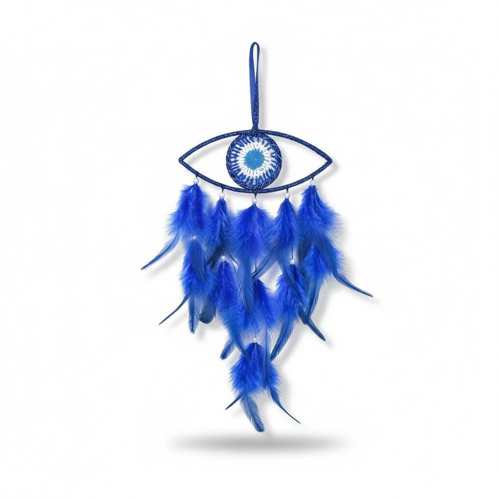 Novel Evil Eye Hanging Adornment Delicate Plume Adorn Chic Dreamcatcher