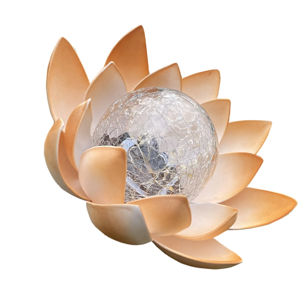 Creative Lotus Base LED Solar Night Light Flower Outdoor Glass Ball Light Lamp