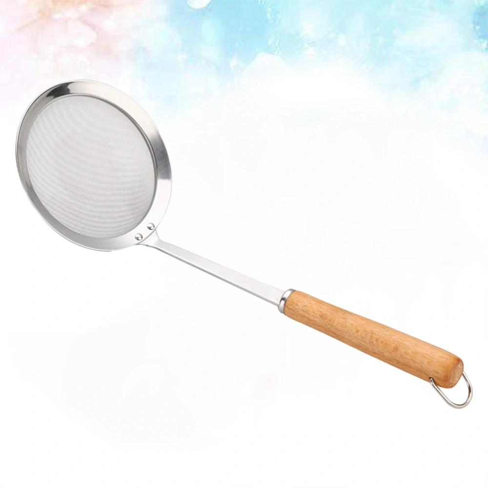 Stainless Steel Mesh Sieves Oil Colander Hot Pot Filter Cooking  Strainer Flour Sifters with Wood Handle for Baking Kitchen