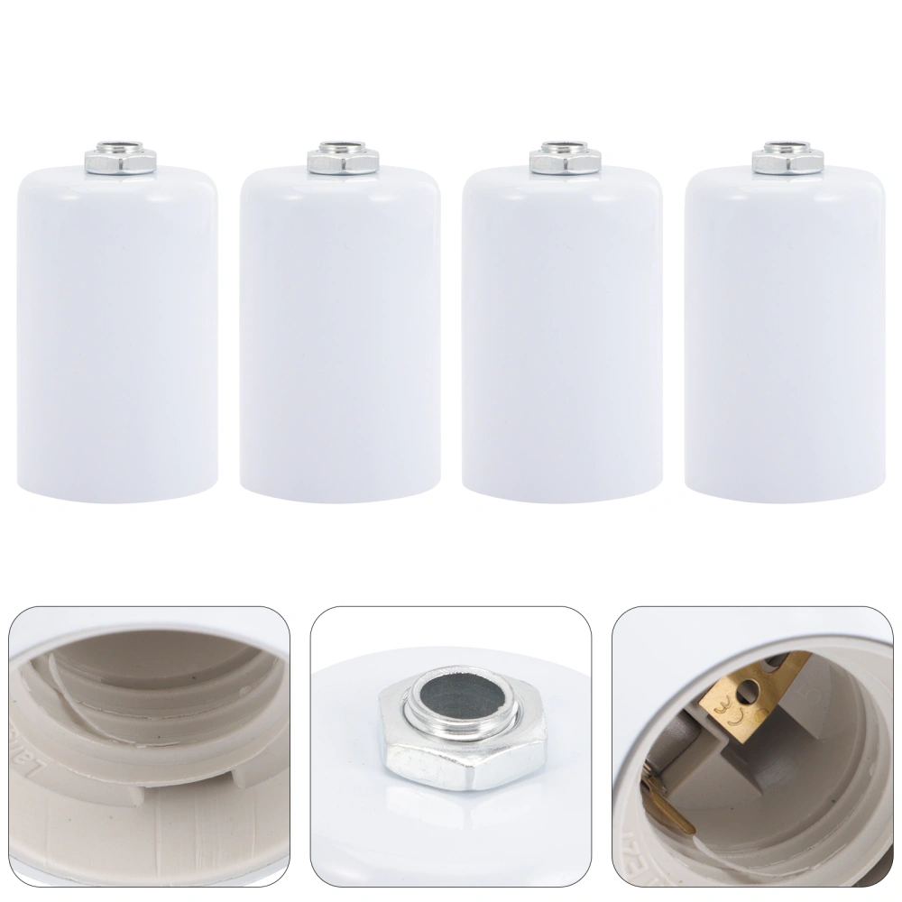 4pcs E27 Thread Lamp Holder Stainless Steel Ceiling Bulb Socket Accessory