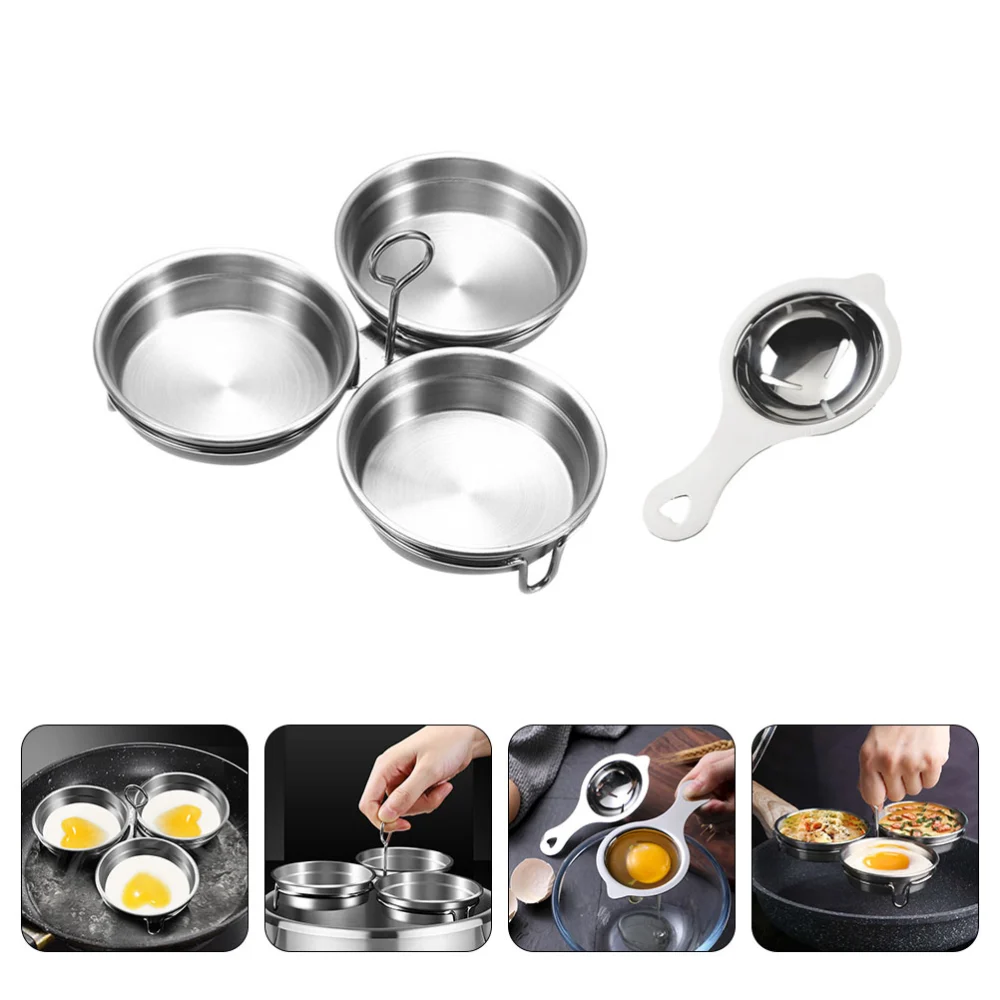 1 Set Stainless Steel Egg Steamer Egg Mould with Egg White and Egg York Separator