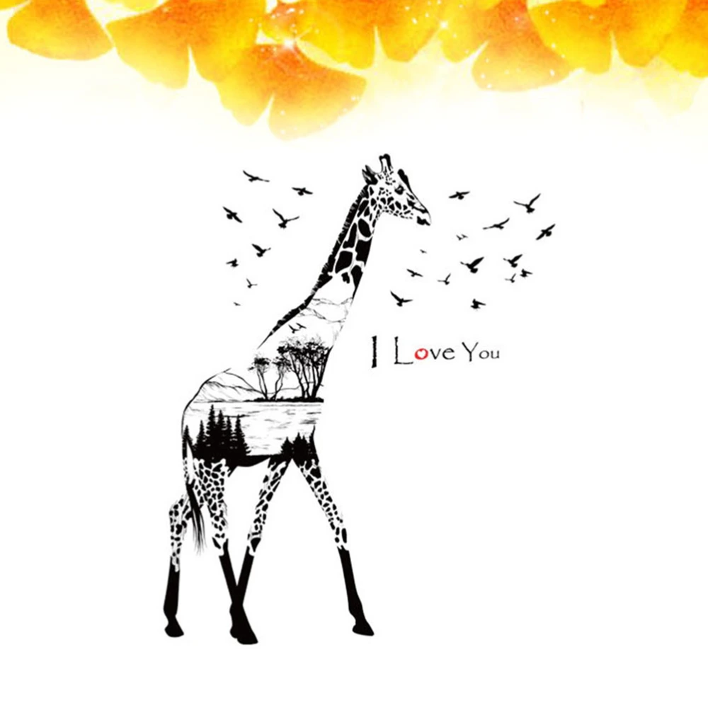 Black and White Giraffe Wall Sticker Modern Wall Decals Bedroom Living Room Wallpaper