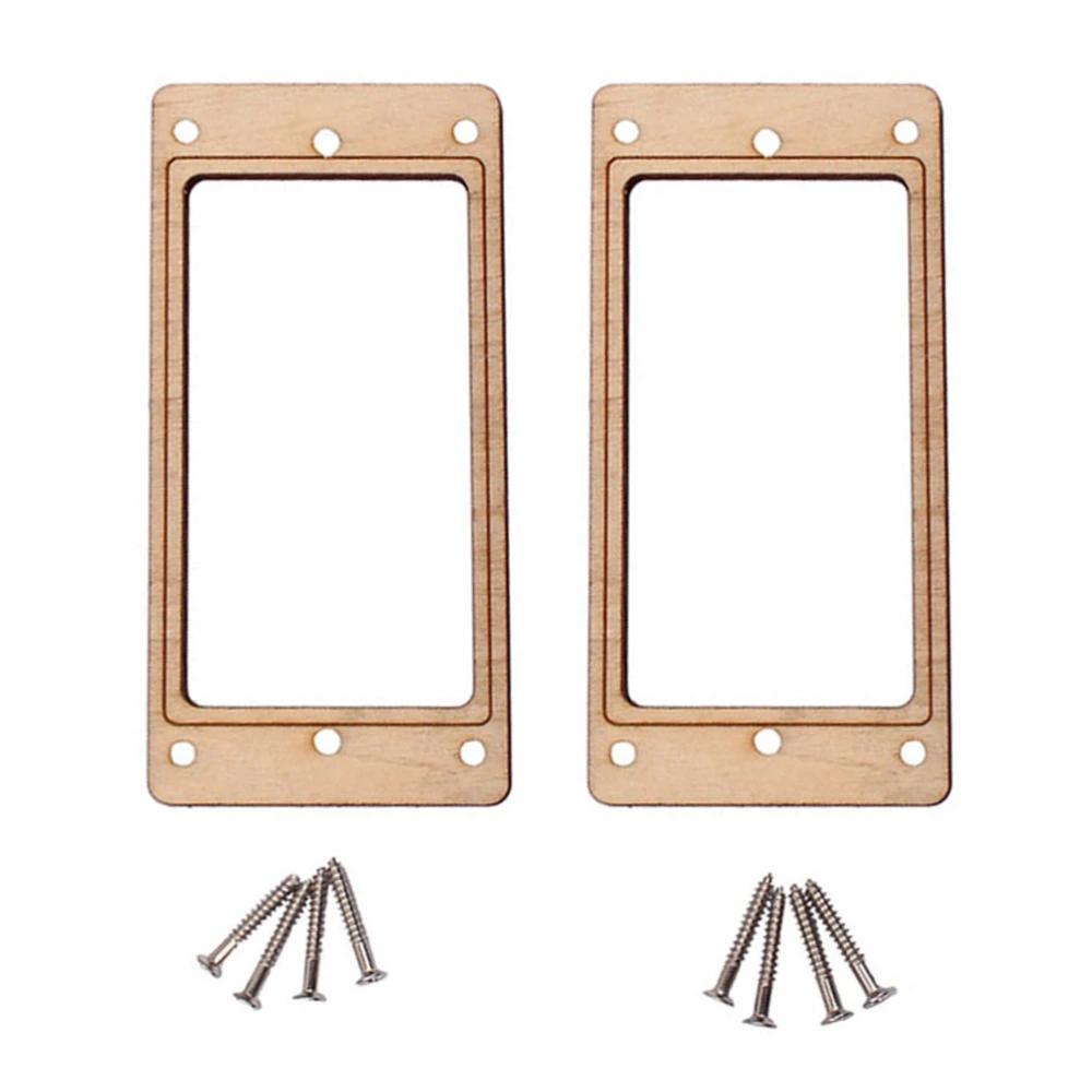 2pcs Maple Wood Flat Double Coil Electric Guitar Pickup Ring Humbucker Frame Mounting Ring with 8 Screws GB305K (Golden)