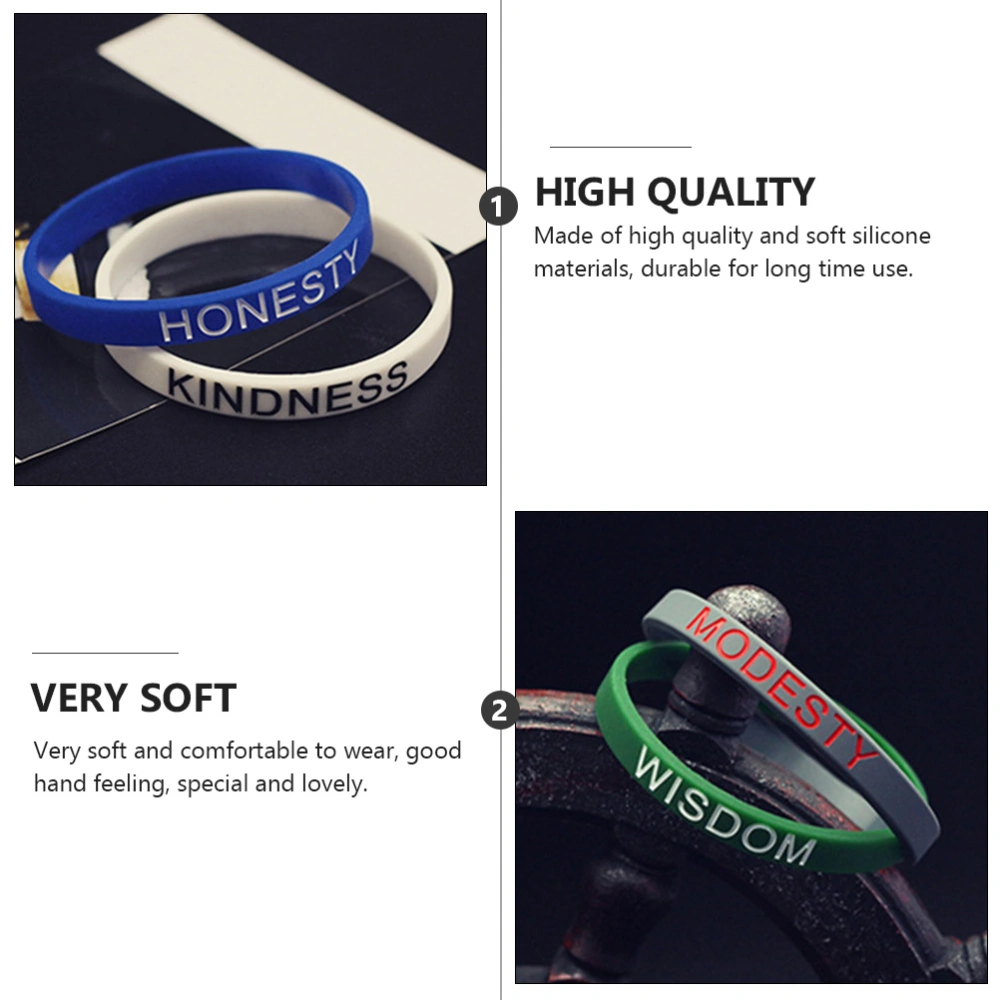 5PCS Courage Wisdom Faith Bracelets English Motivational Bangles (Mixed Color)