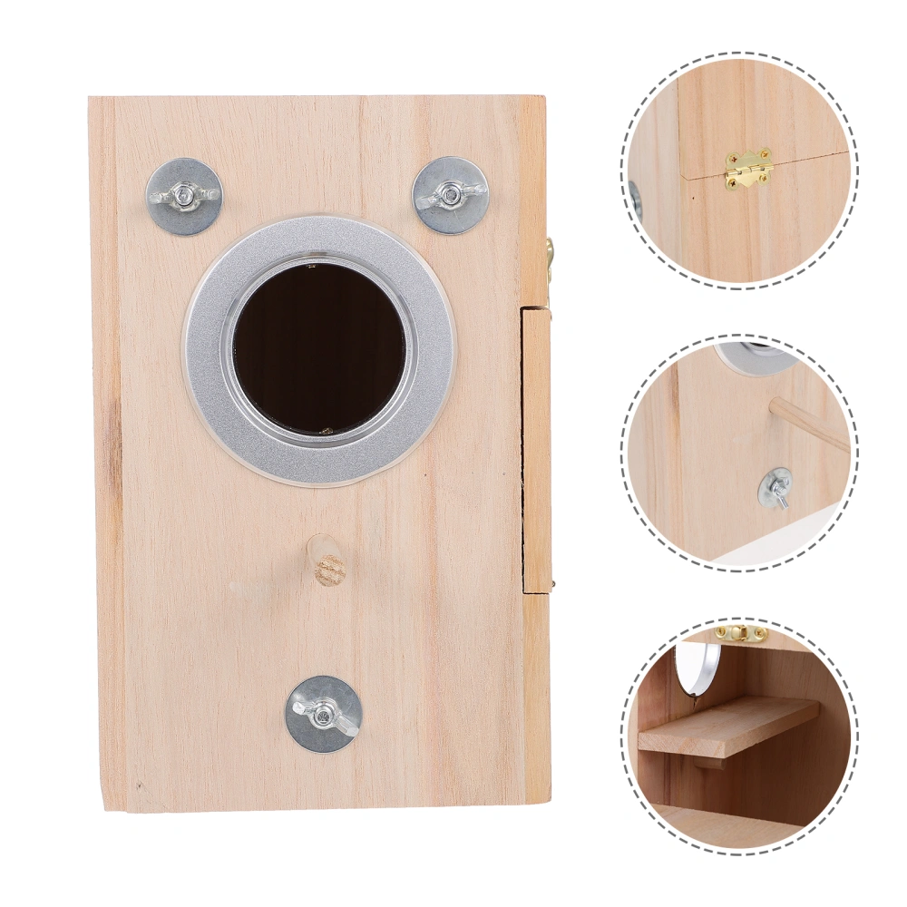 Bird Breeding Nest Parakeet Nesting Box Natural Wood House Parrots Mating Box