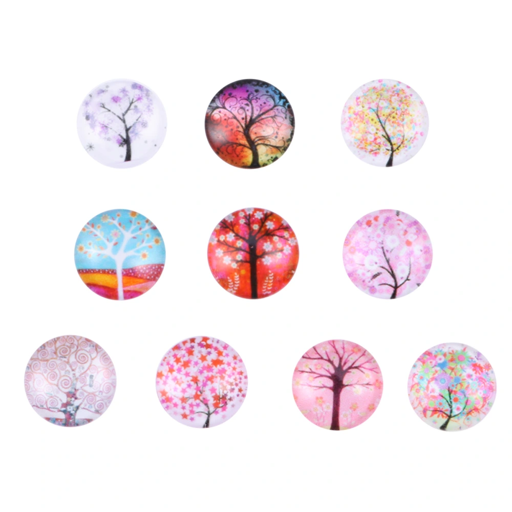 10pcs 12mm Mixed Half Round Mosaic Tiles for Crafts Glass Mosaic Supplies for Jewelry Making (Life Tree)