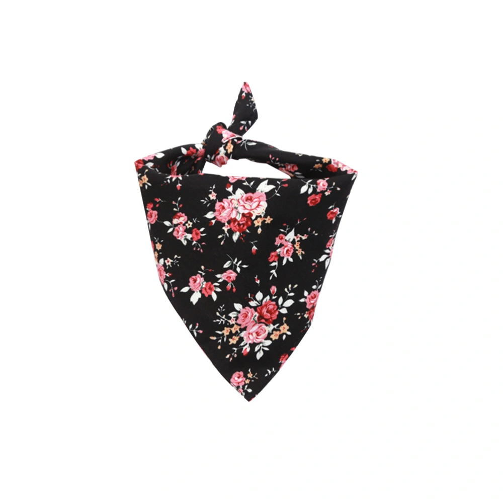 Adjustable Flower Printed Pet Bibs Collars Triangular Bandana Scarf Saliva Towel Collar for Pet Cat Dog Feeding Size S