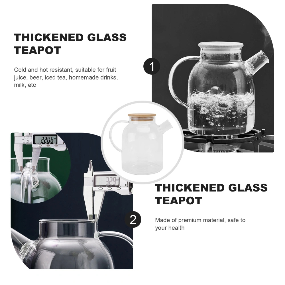 1pc Heat Resistant Glass Teapot Practical Glass Tea Kettle (Transparency)