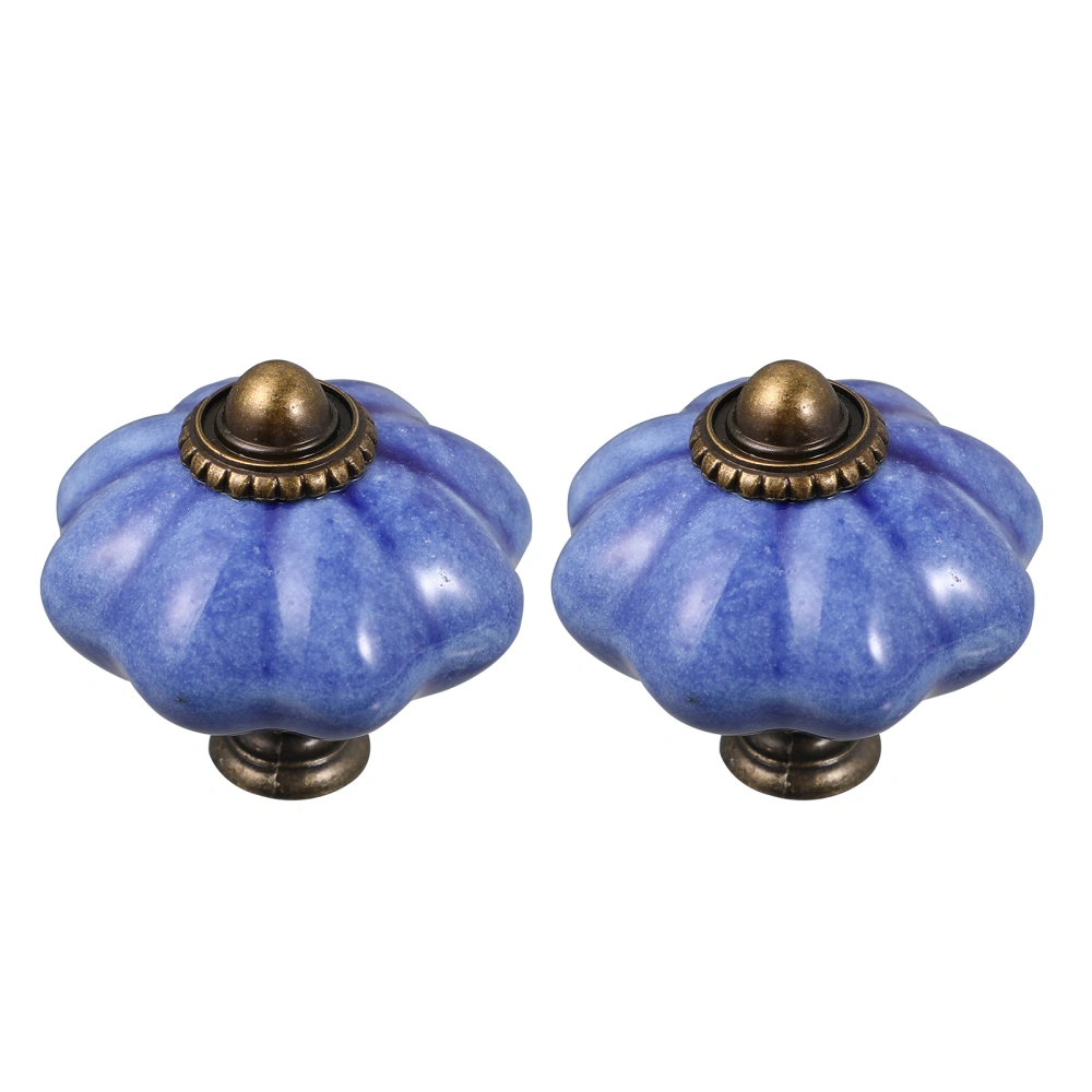 2pcs Colored Ceramic Drawer Knobs Ethnic Style Cupboard Handle for Home