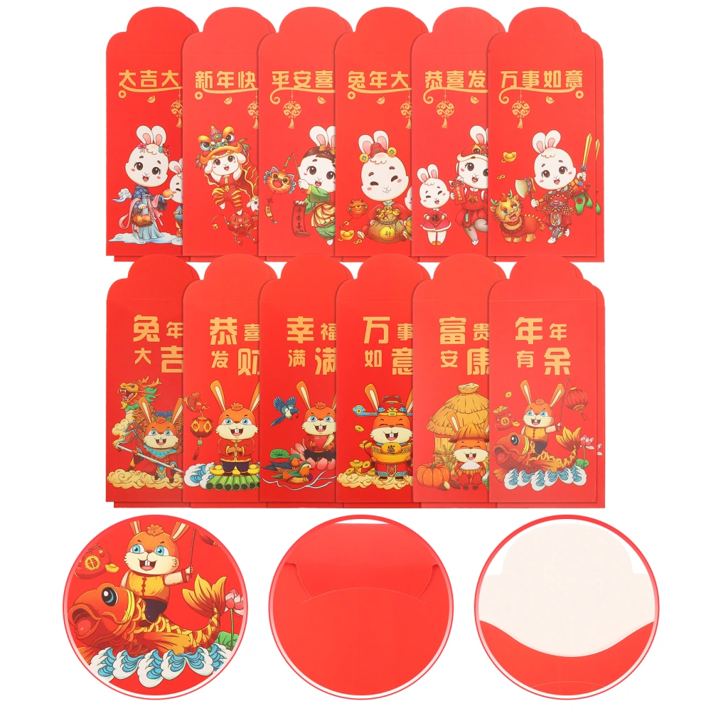 24pcs Chinese New Year Red Envelope Spring Festival Cartoon Rabbit Red Packets