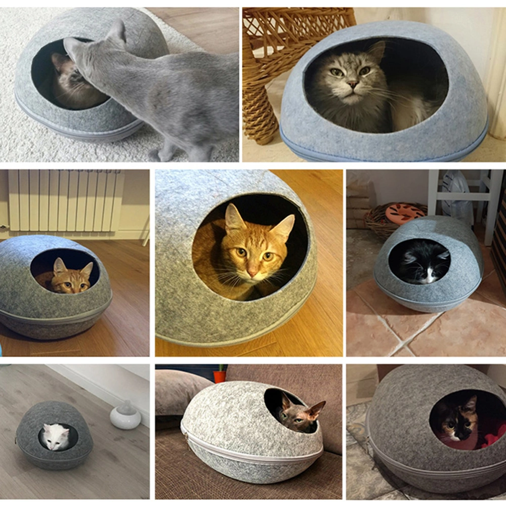 Creative Circle Felt Pet Dog Cat Doggy Puppy Bed House Kennel Warm Cushion Pet Supplies (Gray)