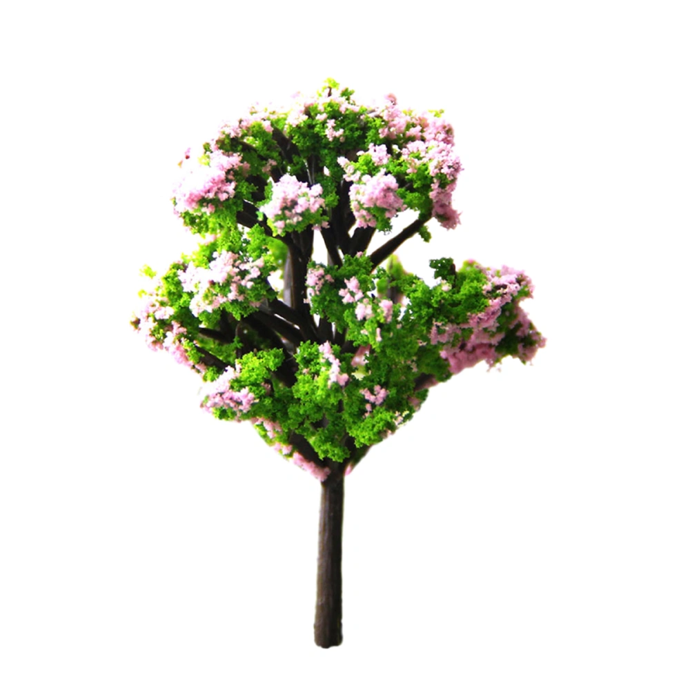 10pcs Simulation Tree Plant Ornament Miniature Doll House Pots Pink Mahogany Flower Tree Decor DIY Landscape Ornament