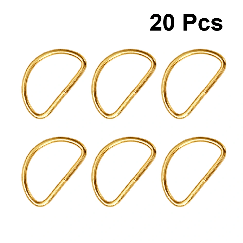 20PCS Metal Shoulder Strap D Ring Multipurpose Bag Webbing Ring Accessories for Luggage Clothes Backpack Belt (Golden)