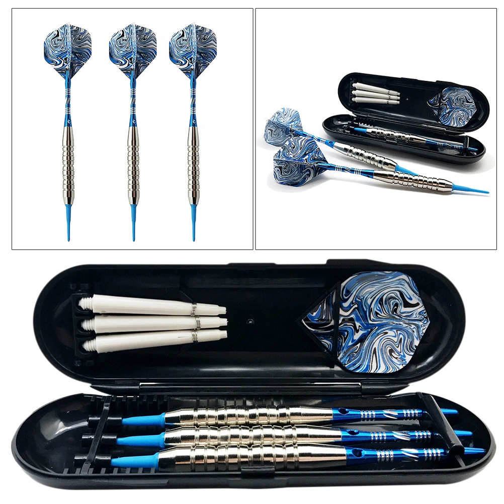 1 Set Professional High-End Dart Set Pin-Type Darts 21g Electronic Darts with Storage Case Sliver Blue (3Pcs Darts)