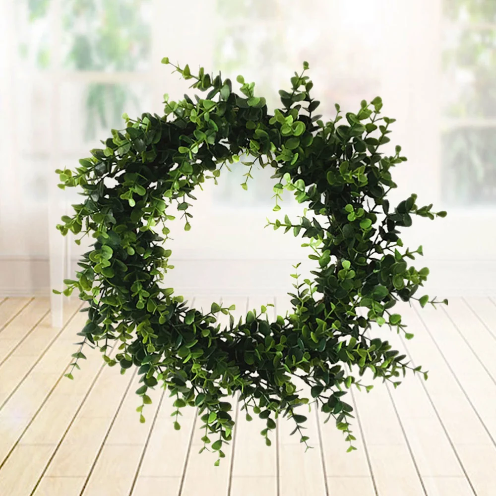 1pc Artificial Green Plant Wreath Simulation Green Plant Garland for Home Office Decorations