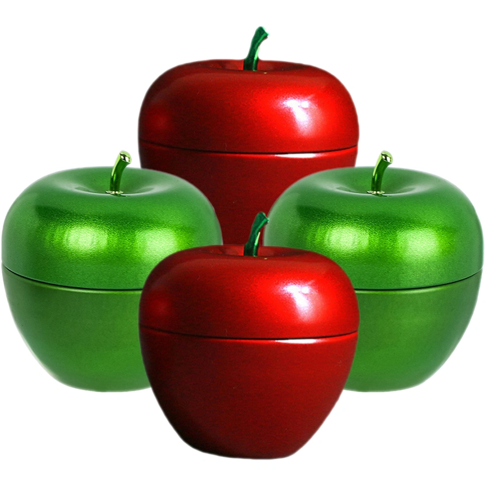 4Pcs Christmas Candy Jar Tea Canister Mini Tea Organizer Apple-shaped Tea Holder Tea Tins