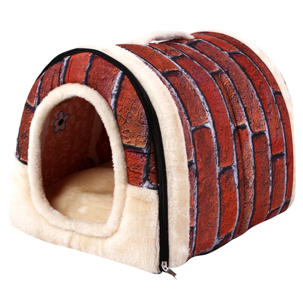 1PC Stylish Pet Nest Detachable Dog Kennel Retro Wall Brick Cat House Pet Sleeping Bed Pet Supplies for Cat Dog (Assorted Color Size L)