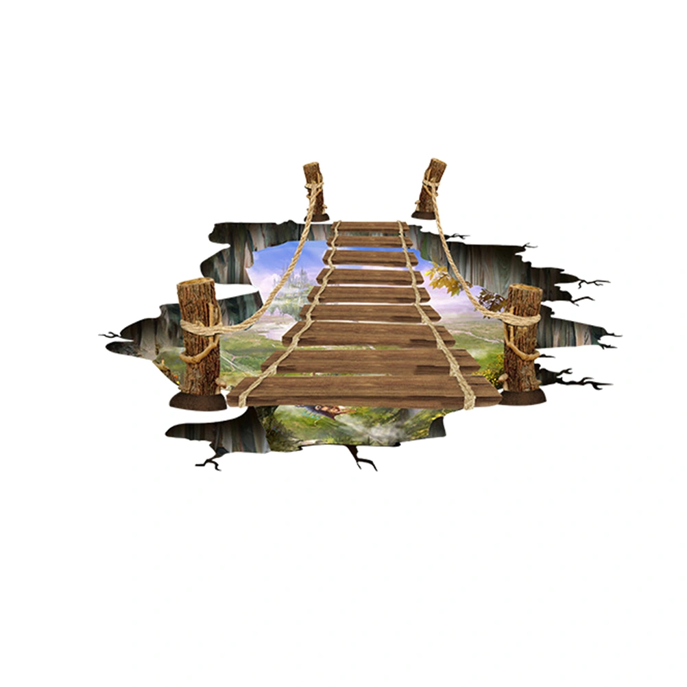 3D Drawbridge Floor Stickers Wall Sticker Wooden Bridge Home Decor Vinyl Wall Decals