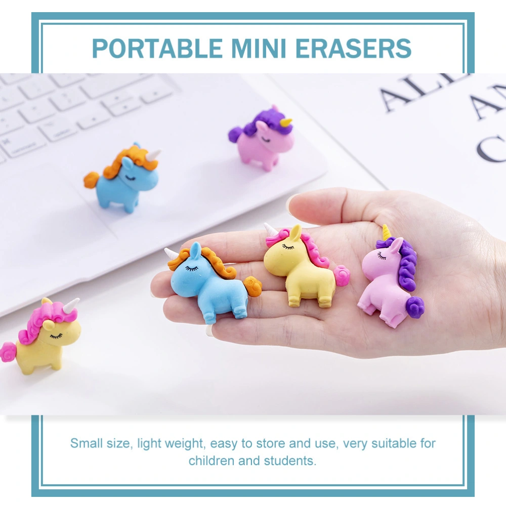 30Pcs Adorable Kids Erasers Convenient Unicorn Erasers Portable Kids Mini Erasers (Mixed Color)